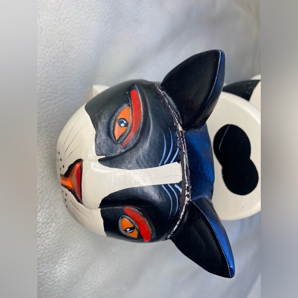 Cat Letter Holder, Carved Wood, Hand Painted - Picture 6 of 11